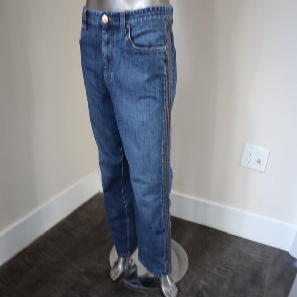 Brunello Cucinelli Jeans Monili Track Blue Denim Wide Leg Relaxed 32x28 Size 6 - Picture 7 of 13